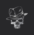 vintage of a skeleton in a hat vector image vector image