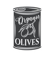 canned olives in tin can vector image