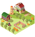 farm farmyard with outbuildings isometric vector image