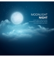 night background moon clouds and shining vector image vector image