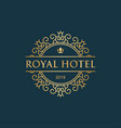 royal hotel with crown icon luxury logo vector image