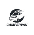 simple camper van logo icon on white background vector image
