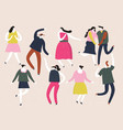 group young happy dancing people vector image