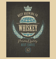 label for whiskey with ears barley and barrel vector image