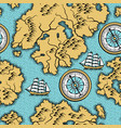 seamless pattern with old nautical map vector image