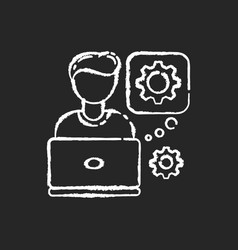 Programmer computer expert chalk white icon Vector Image