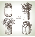 rustic mason and canning jars hand drawn set vector image vector image