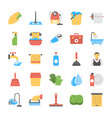 flat icon set of laundry and bathroom cleaners vector image