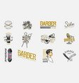 set of barbershop badge and label logo vector image