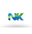 blue green nk n k alphabet letter logo vector image vector image