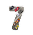 road with cars in the form of number seven vector image vector image