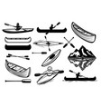 set of the kayaking sport icons canoe boats vector image