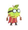 apple in glasses wearing cape superhero costume vector image