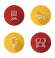 public transport flat linear long shadow icons set vector image