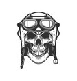aviator skull in aviators helmet design element vector image