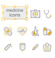 thin line icons set medicine vector image vector image