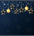 christmas gold stars and balls on a blue vector image