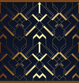 abstract art deco seamless blue and golden pattern vector image vector image