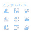 set color line icons architectural vector image