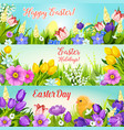 easter banners paschal egg flowers set vector image vector image