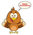 cute turkey bird cartoon character vector image