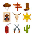 wild west collection icons western vector image vector image