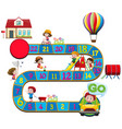 boardgame template with kids in different actions vector image