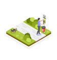 people clean after dog concept vector image vector image