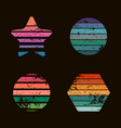 retro striped sunset prints of collection vintage vector image vector image