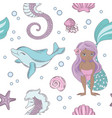 dolphin smile mermaid seamless pattern vector image