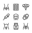 menopause line icons woman sickness female vector image