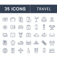 set flat line icons travel vector image