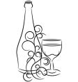 wine bottle and glass vector image vector image