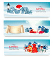 three holiday christmas banners with 2019 vector image