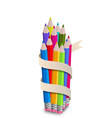 colorful pencils with ribbon on white background vector image