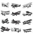 set of vintage airplanes icons aircraft design vector image vector image
