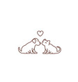 kitten kisses puppy logo or icon friendship vector image