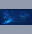 snowboard man figure jumping sport blue neon vector image