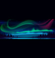 arctic aurora borealis over night lake in sky vector image