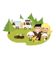 family camping outdoors vector image