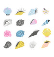 cartoon marine seashells vector image vector image