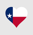 texas usa heart love state flag tx us america icon vector image