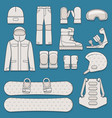 set of snowboard equipment vector image vector image