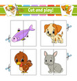 cut and play flash cards color puzzle education vector image