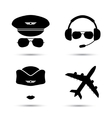 stewardess pilot airplane icons vector image