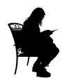 girl silhouette reading a book vector image vector image
