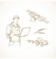 hand drawn precision agriculture vector image
