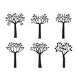 set black trees with leaves outline vector image vector image
