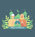 flat eid al-fitr with people use face mask vector image vector image