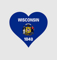 wisconsin wi usa us heart love state flag icon vector image vector image